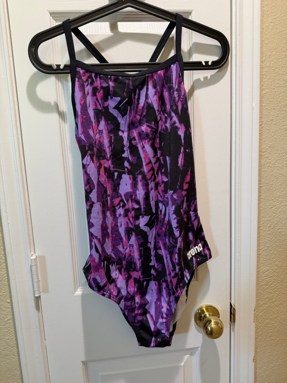 Arena Purple and Black Abstract One-Piece Swimsuit